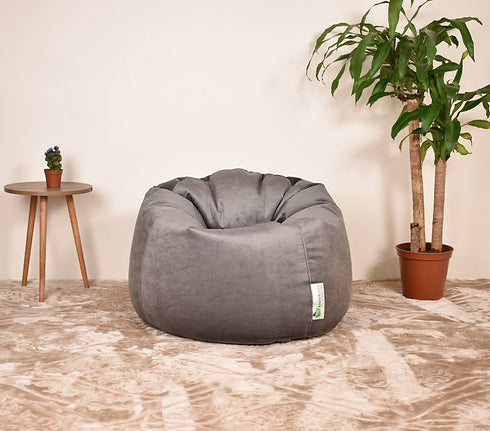 Anderson medium gray velvet bean bag 