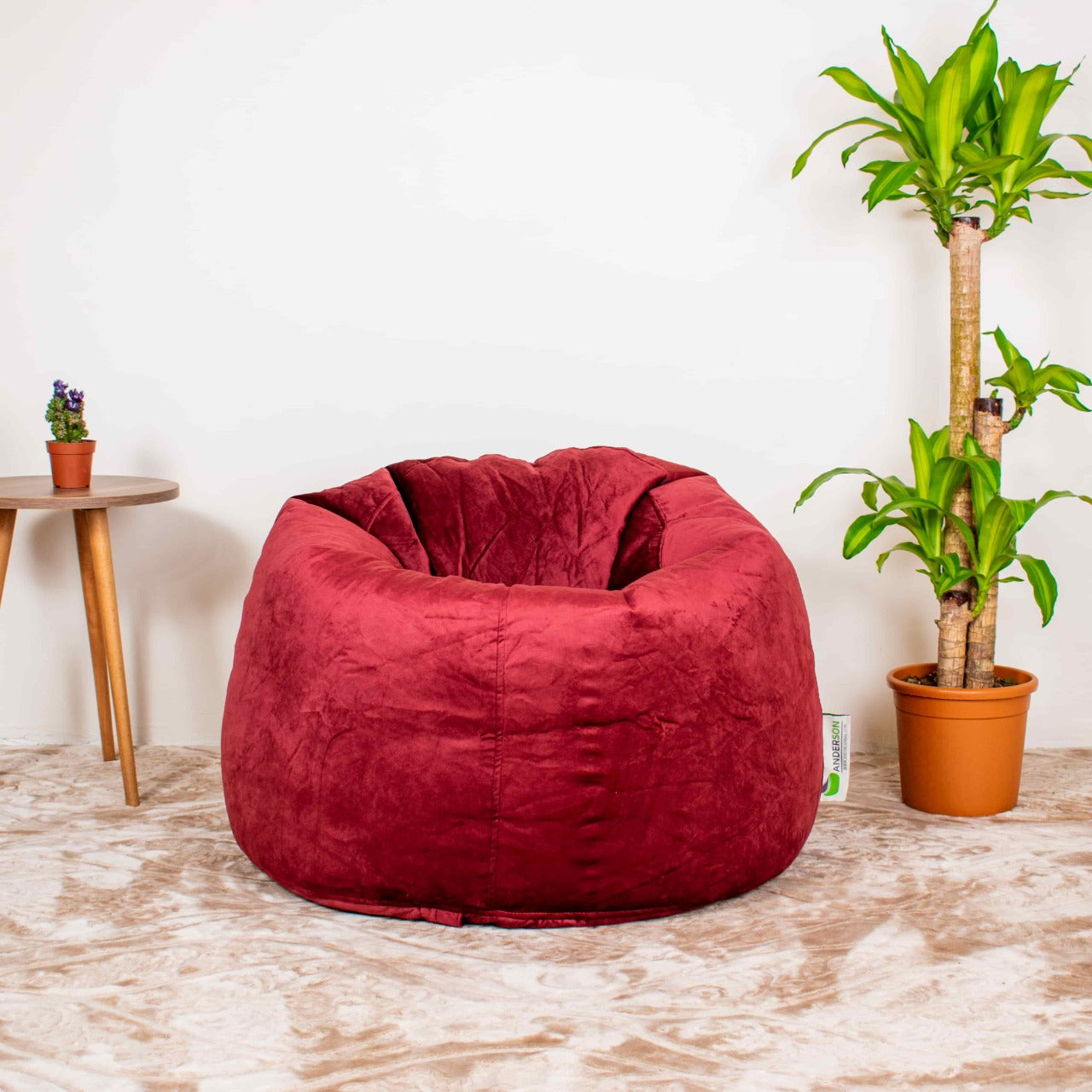 Anderson Medium Velvet Bean Bag Red