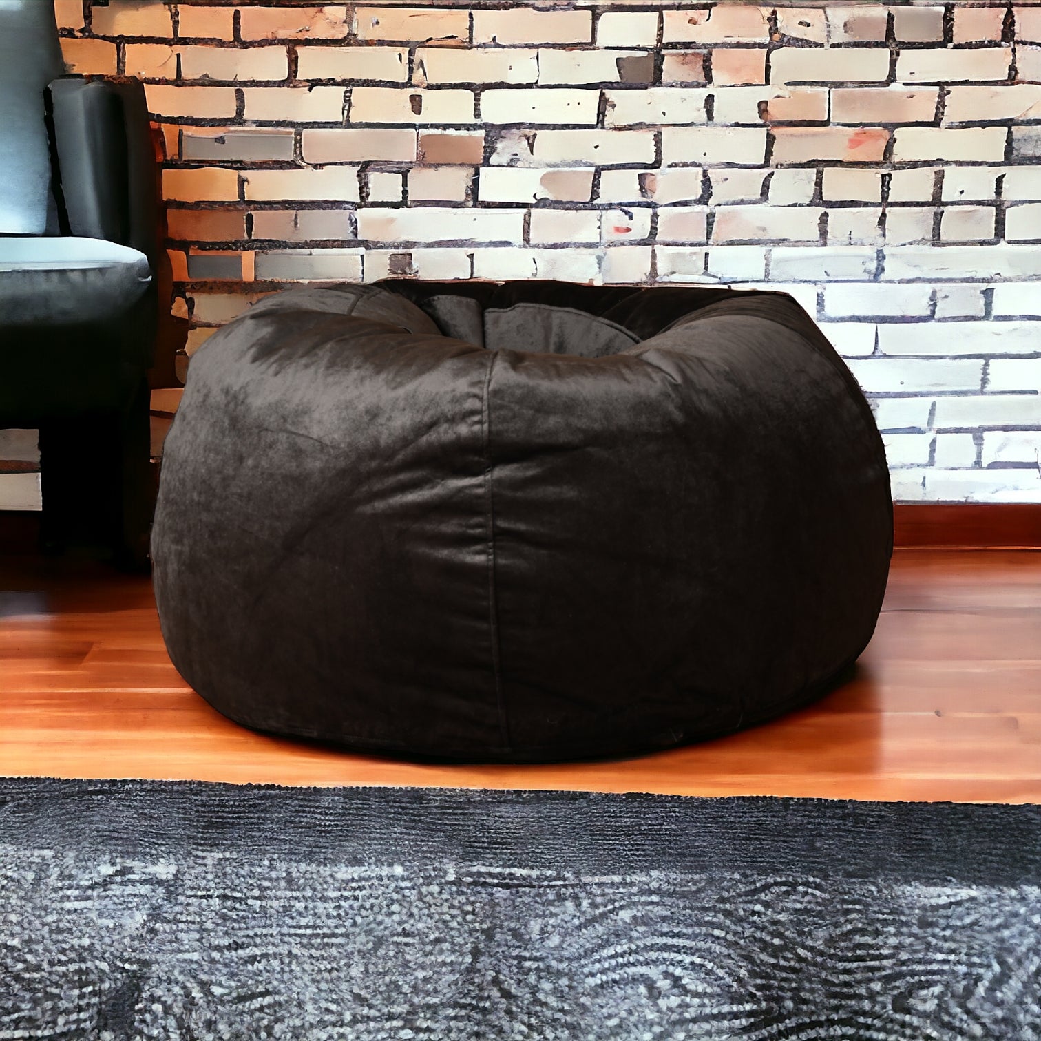 Anderson Large Velvet Bean Bag Black