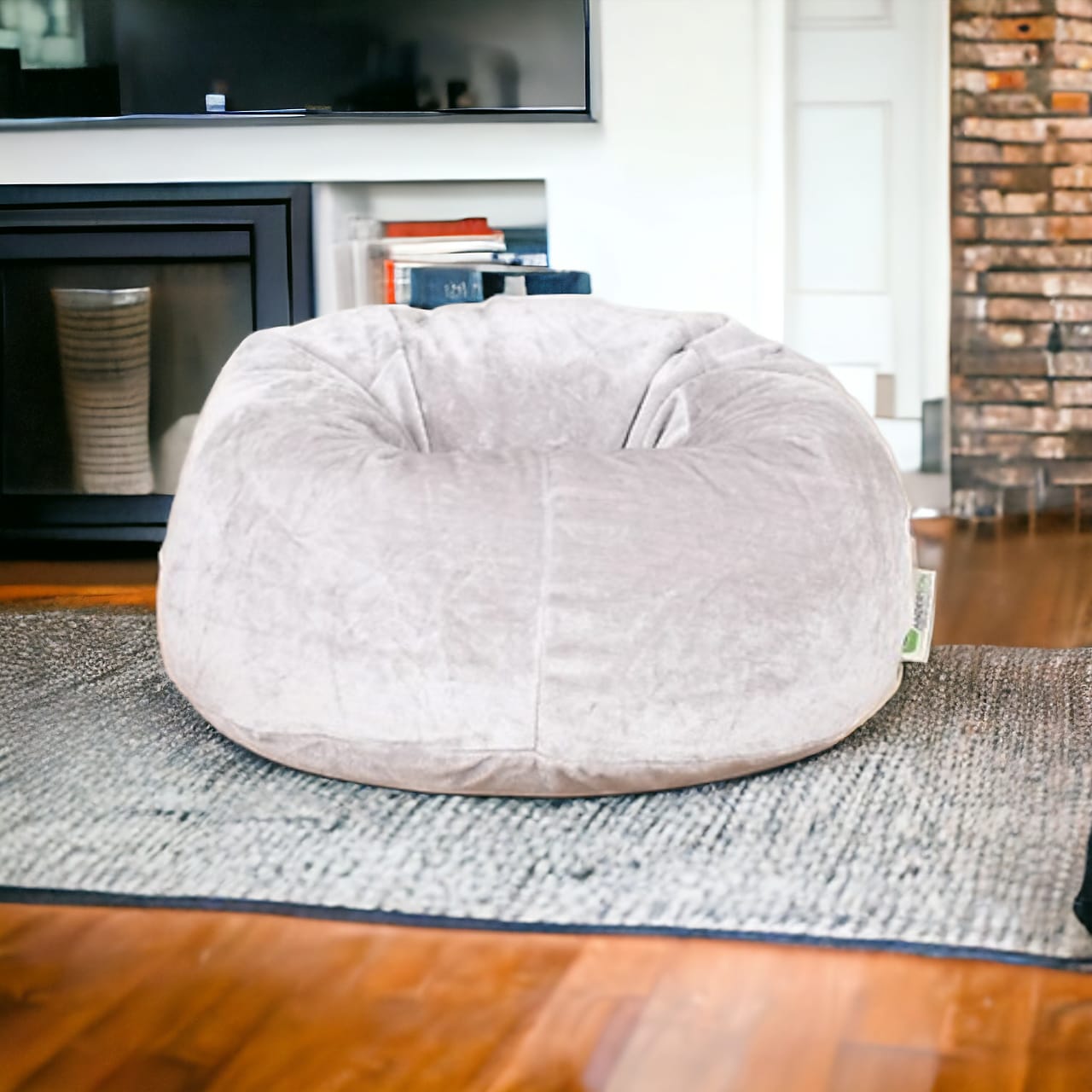 Anderson Fur light grey velvet beanbag 