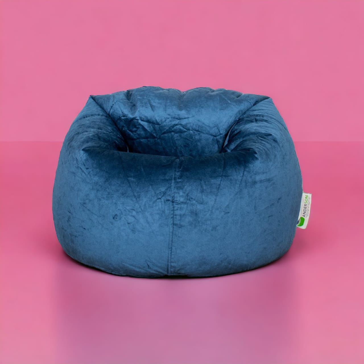 Anderson Medium Velvet Bean Bag Dark Blue