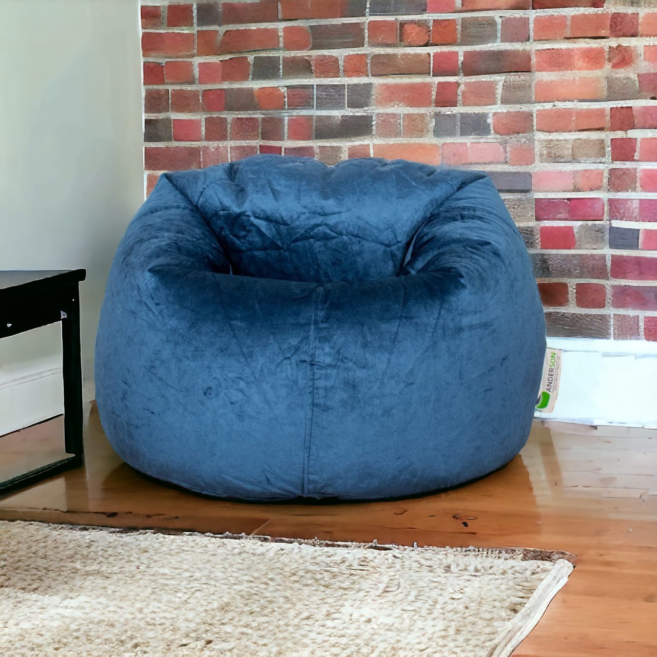 Anderson Medium Velvet Bean Bag Dark Blue