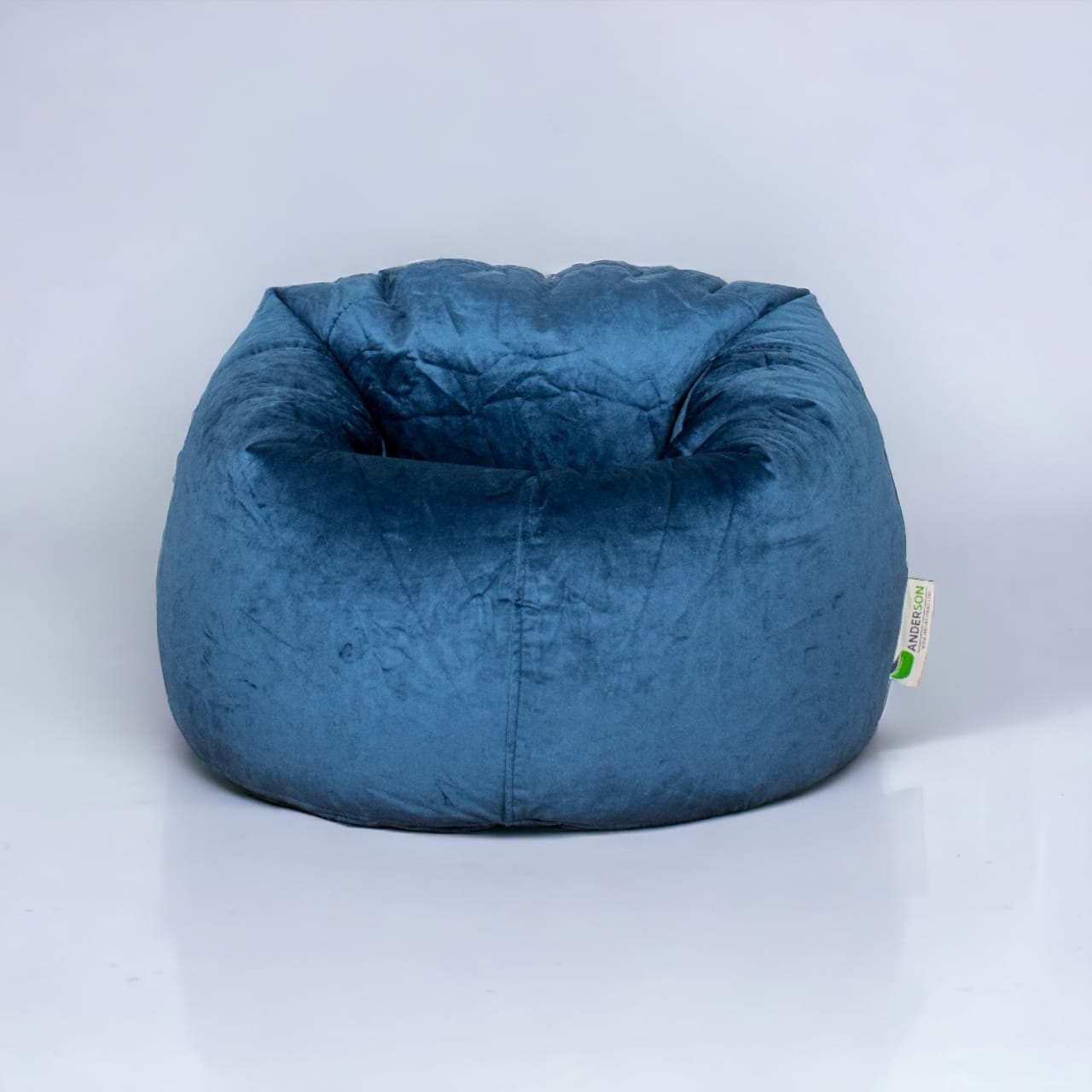 Anderson Medium Velvet Bean Bag Dark Blue