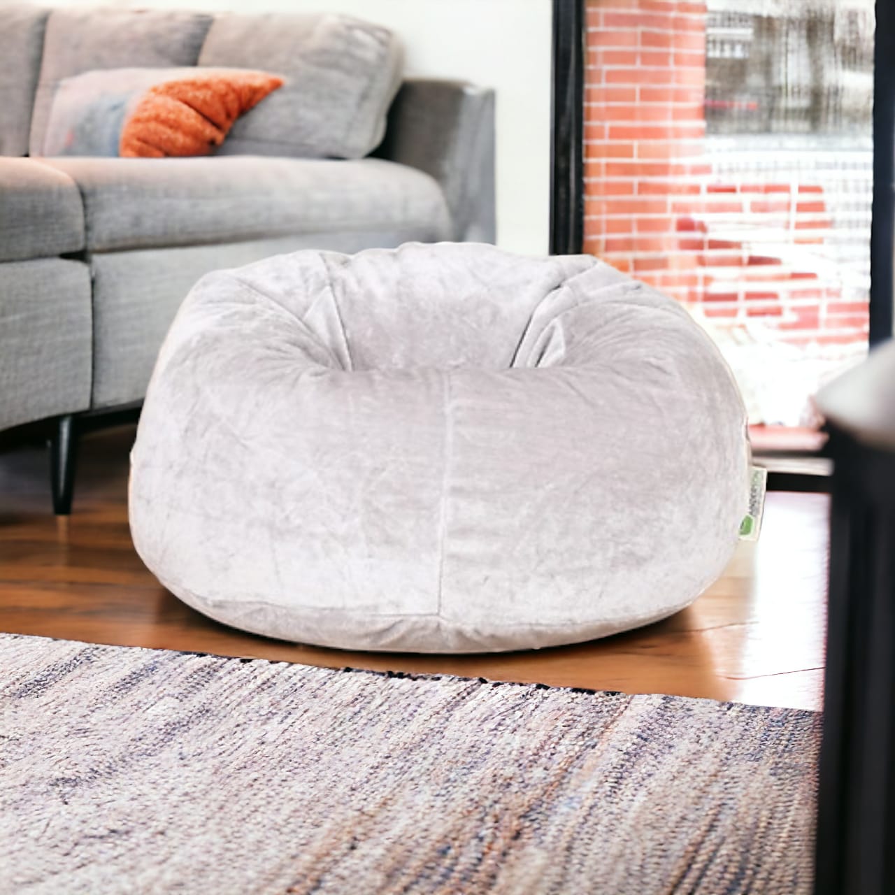 Anderson Fur light grey velvet beanbag 