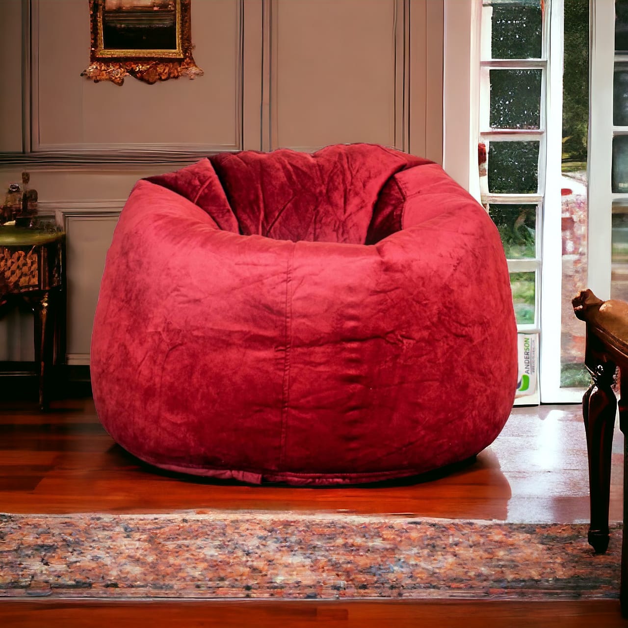 Anderson Medium Velvet Bean Bag Red