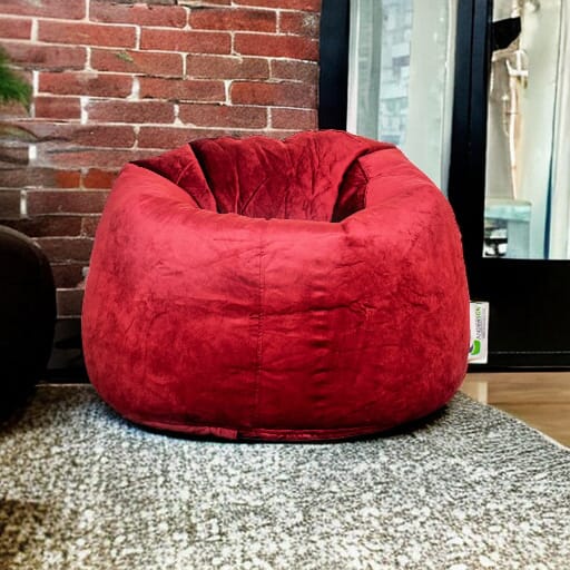 Anderson Medium Velvet Bean Bag Red