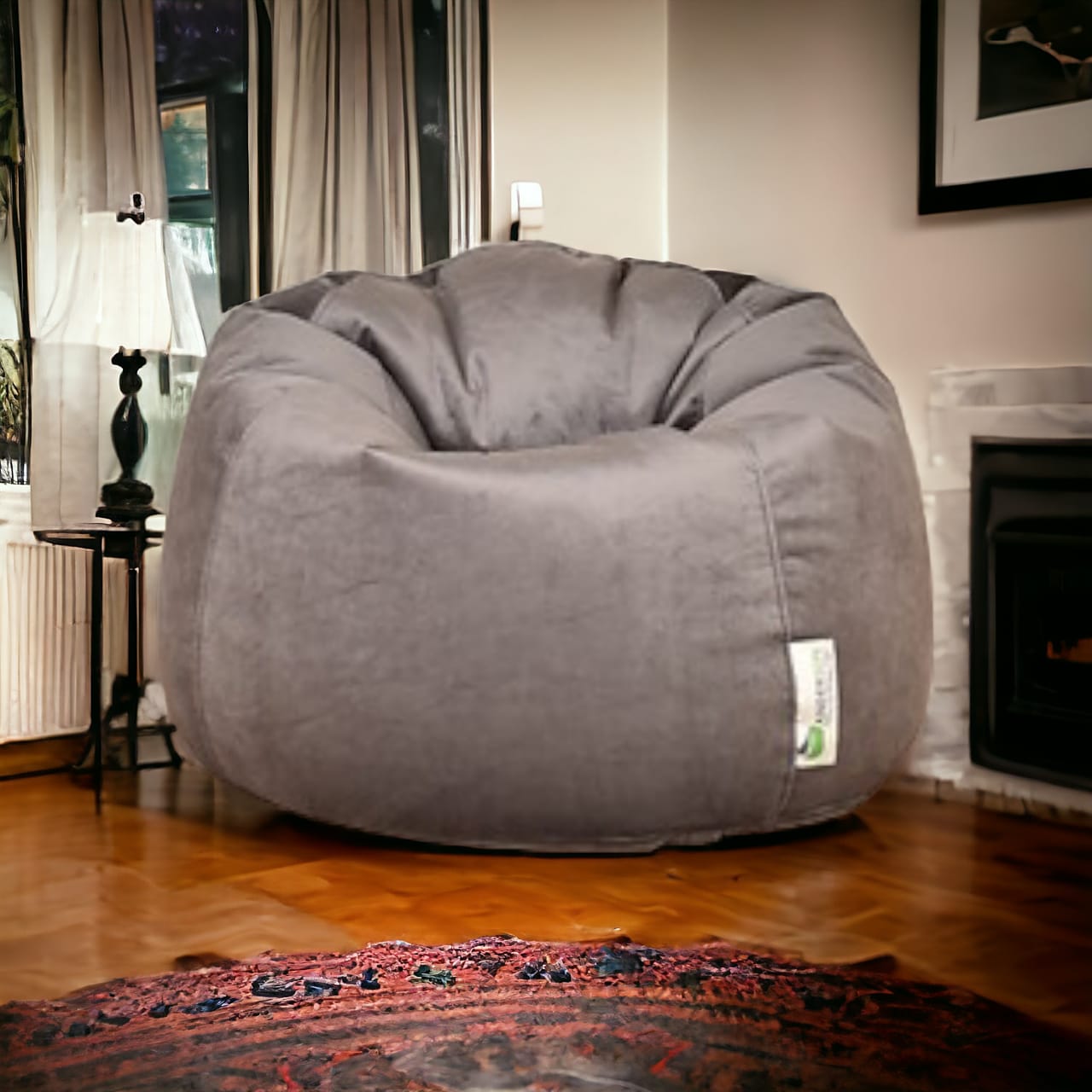 Anderson medium gray velvet bean bag 