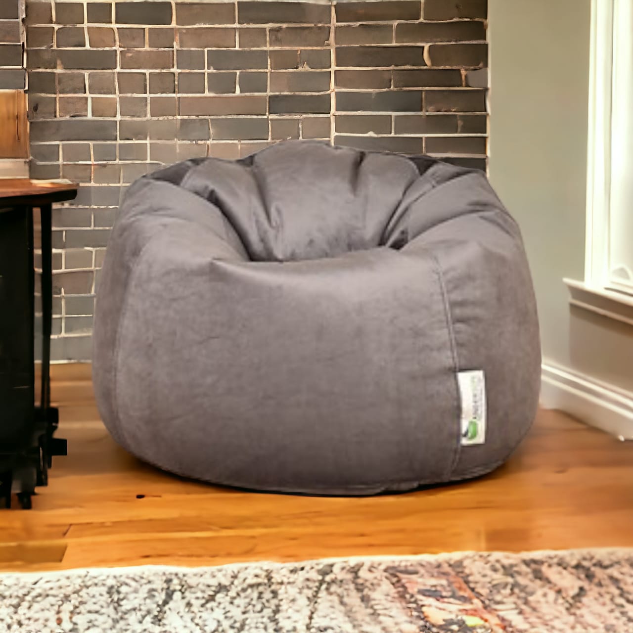 Anderson medium gray velvet bean bag 