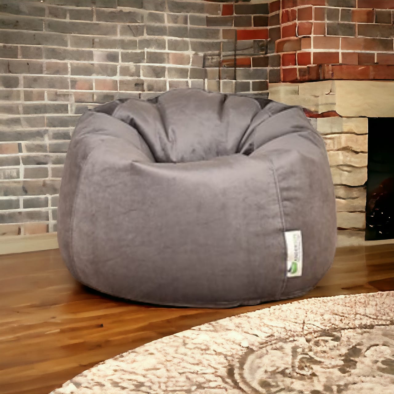 Anderson medium gray velvet bean bag 