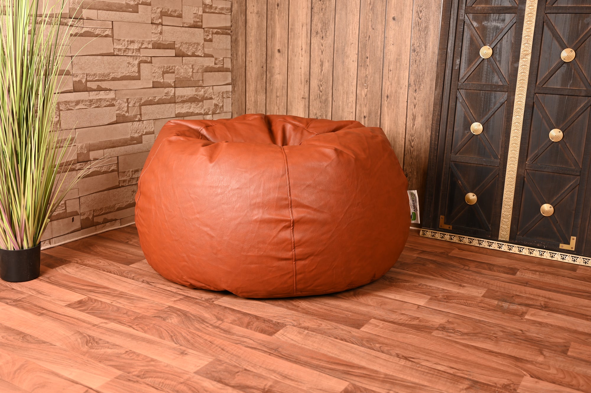 Large Havana Leather Bean Bag 