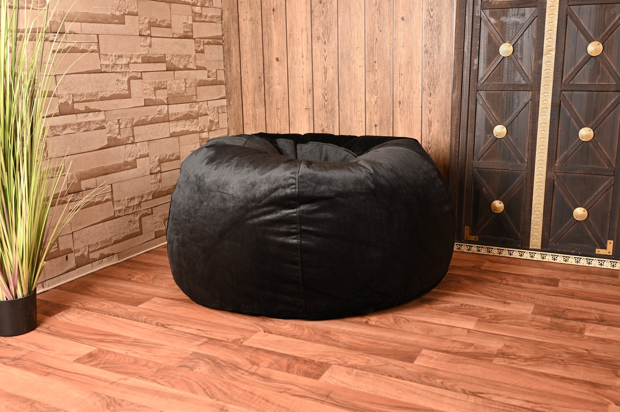 Anderson Large Velvet Bean Bag Black