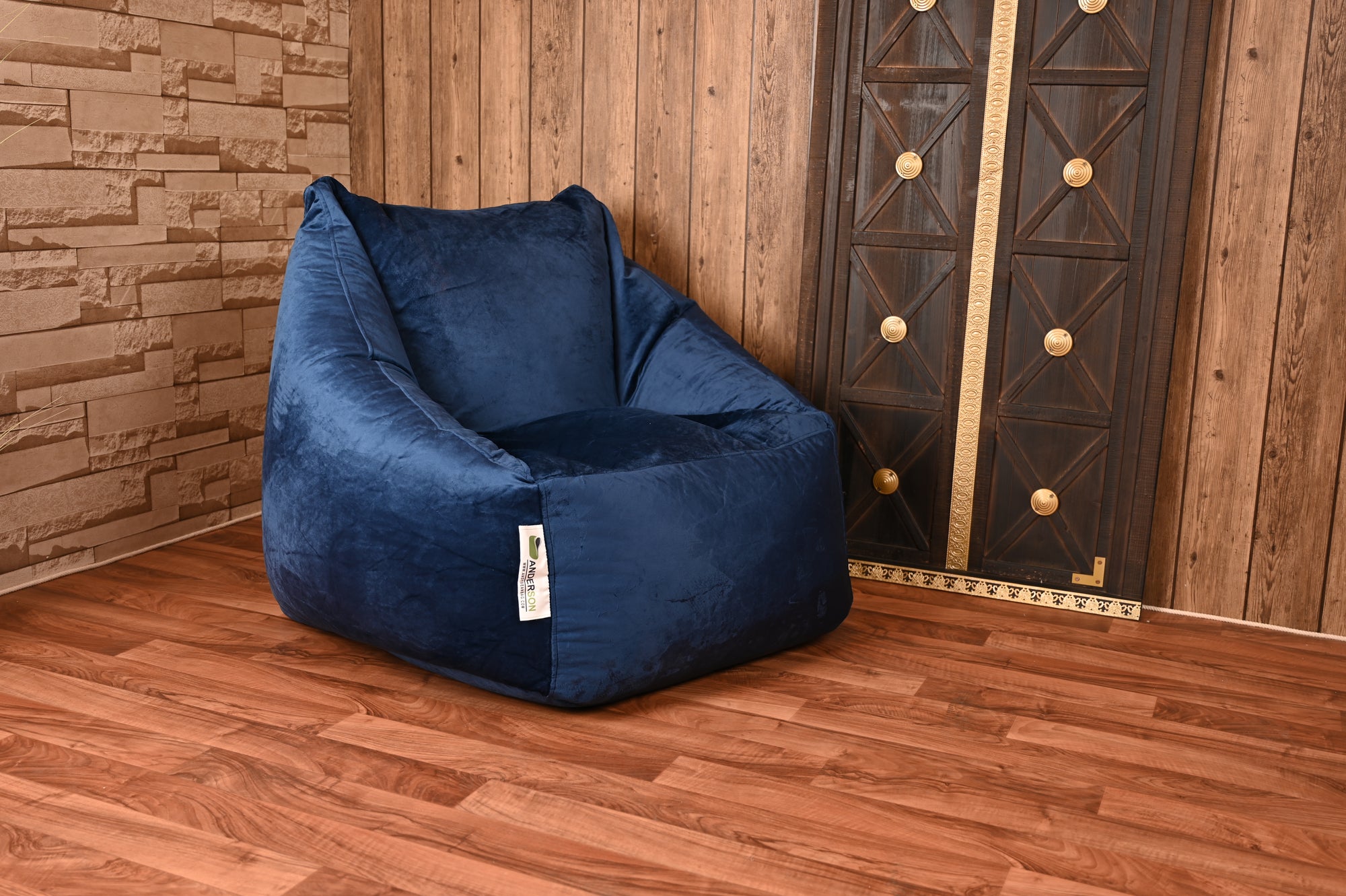 Anderson grand velvet luxury beanbag dark blue colour